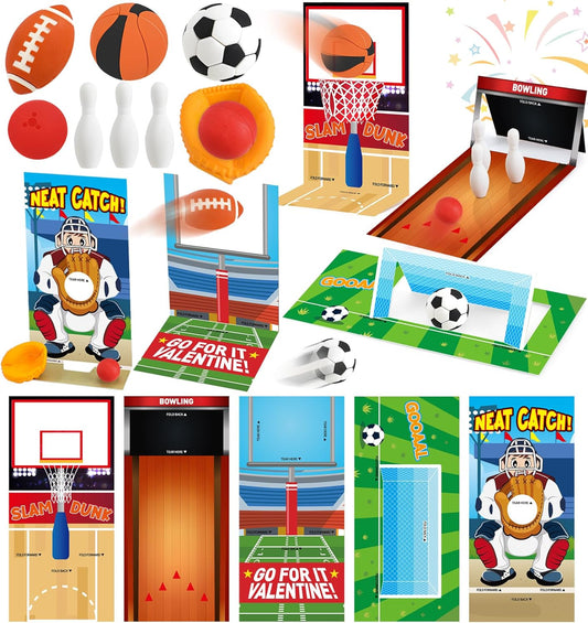 30 Pack Valentines Cards for Kids Classroom with Mini Sports Ball Erasers Bulk, Valentines Day Gifts for Kids School Class, Ideal Valentine Exchange Gift and Party Favors Prizes for Boys Girls