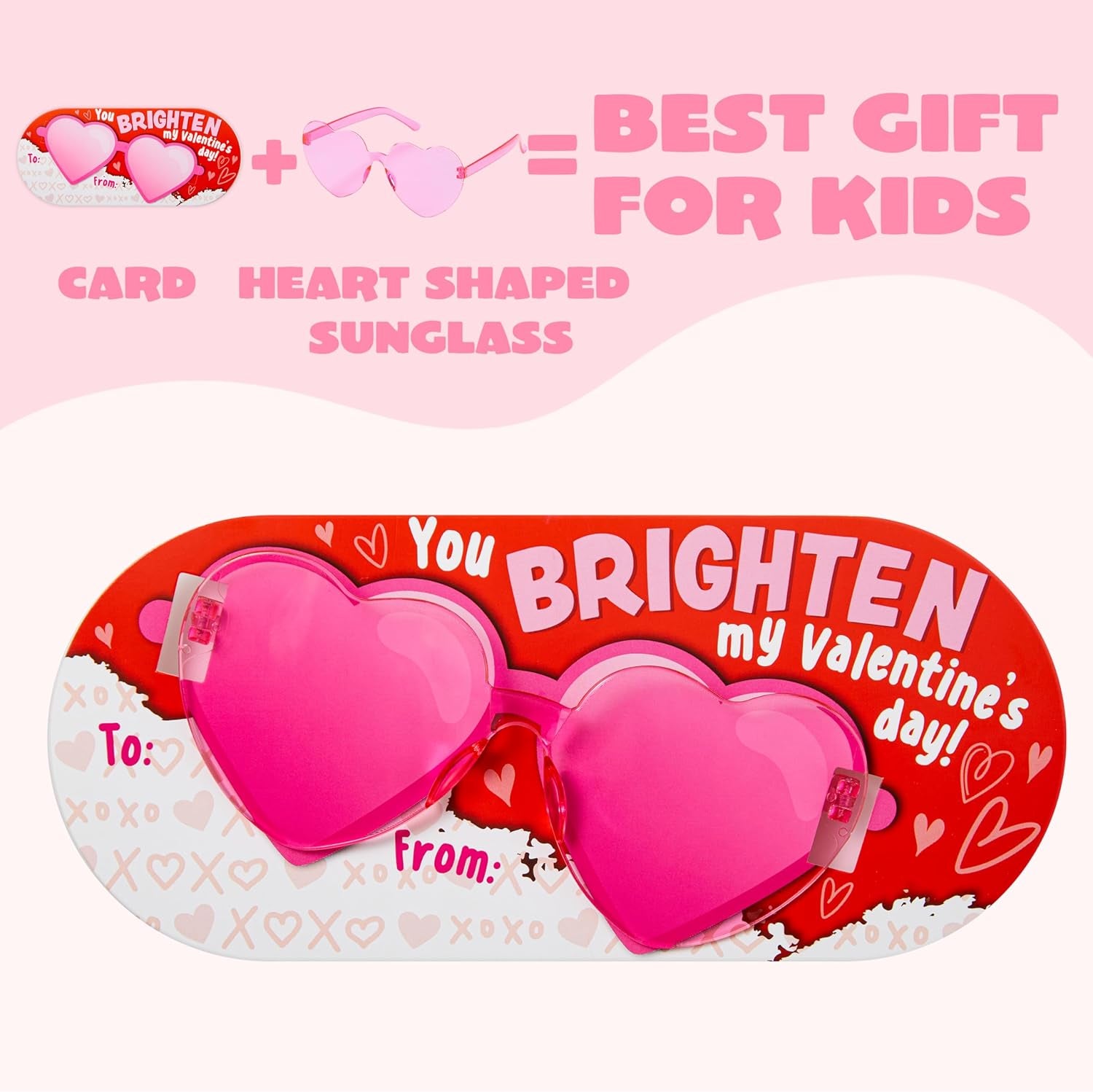 28 Packs Valentine'S Day Heart Shaped Sunglasses with Cards, Classroom Exchange Gift for Kids, Classroom Holiday Prizes, Stylish Eyewear in Vibrant Colors, Heart Shaped Glasses Party Favors