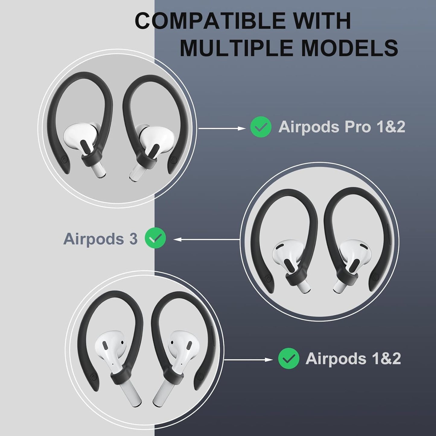 2 Pairs Airpods Ear Hooks for Airpods Pro 2, Airpods Pro, Airpods 4, 3, 2 & 1, Upgraded anti Slip Sports Clip Hooks for Airpods 1, 2, 3, 4,Pro and Pro 2 – Black