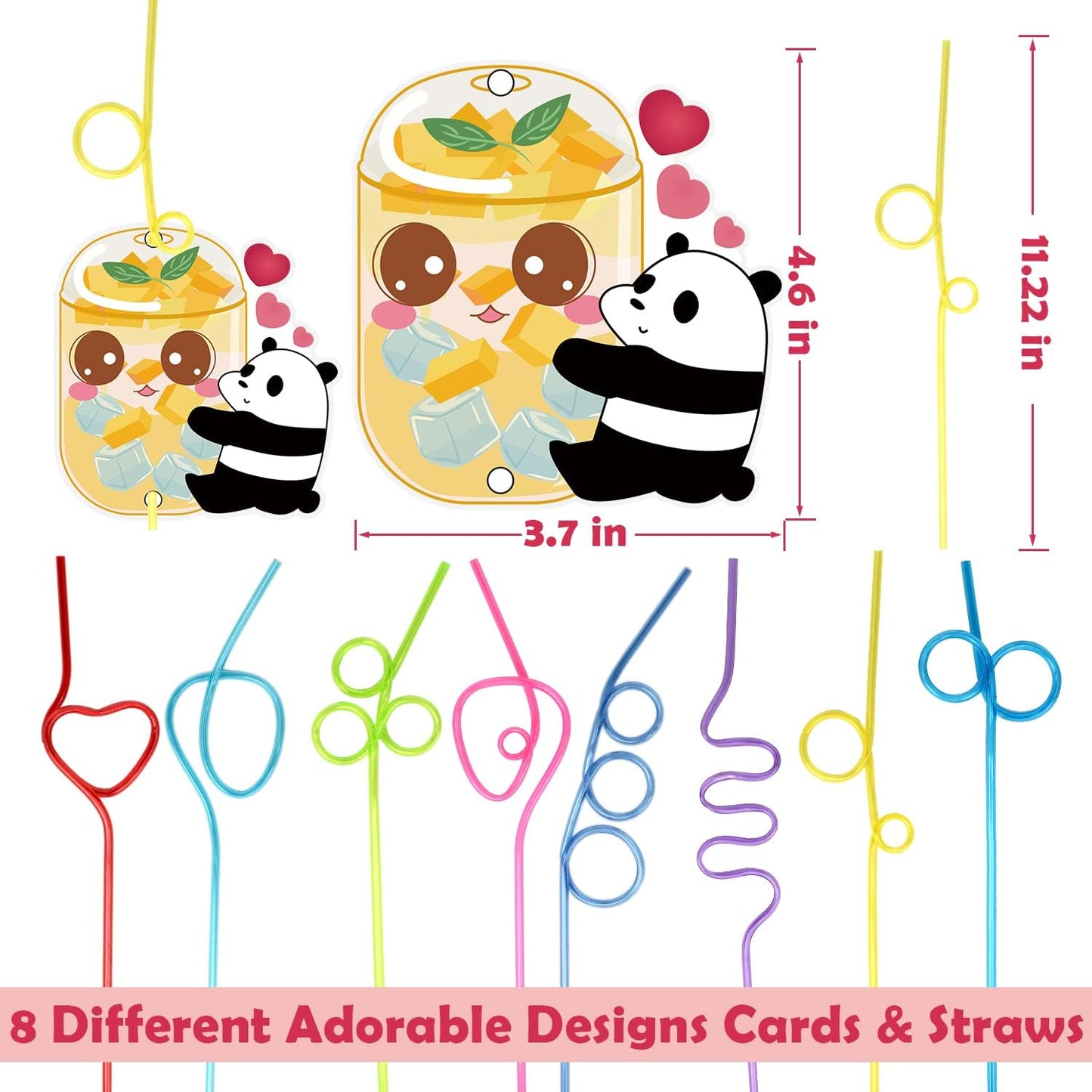 32 Pack Valentines Day Cards for Kids School Crazy Straws, Cute Kids Valentines Cards for Classroom School Exchange Gifts, Fun Valentines Gifts for Kids Party Favors Game Prizes