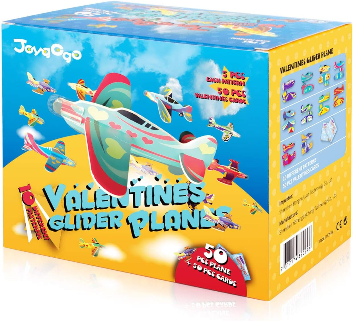 50 Pack Valentines Foam Airplanes and 50 Pack Valentine Cards for Kids, Valentines Gifts for Kids Classroom, Party Favors, Valentine Treats for School