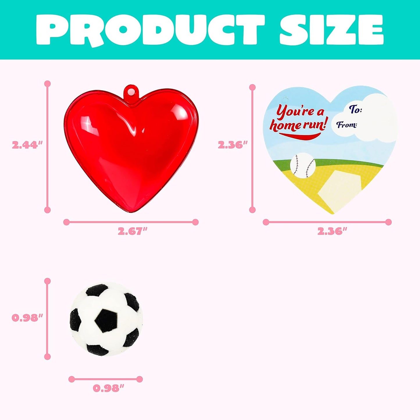 28 PCS Valentines Day Cards for Kids, Sports Balls Erasers Filled Hearts and Valentine Cards Gifts for Kids Classroom Exchange Prizes