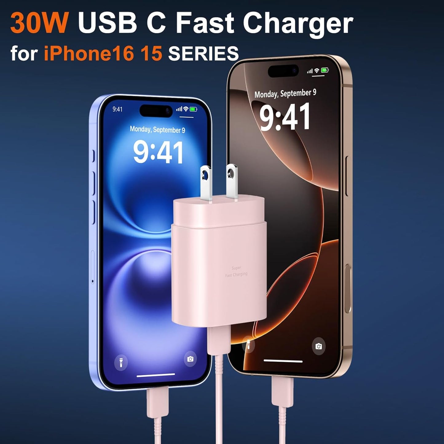 I.Phone 16 15 Pro Max Charger Fast Charging, 30W USB C I.Phone 15 16 Pro Max Fast Charger Block with 6FT Long USB C Charging Cable for Iphone 16 Pro Max/16 Pro/15 Pro Max,Ipad,Samsung Galaxy S24