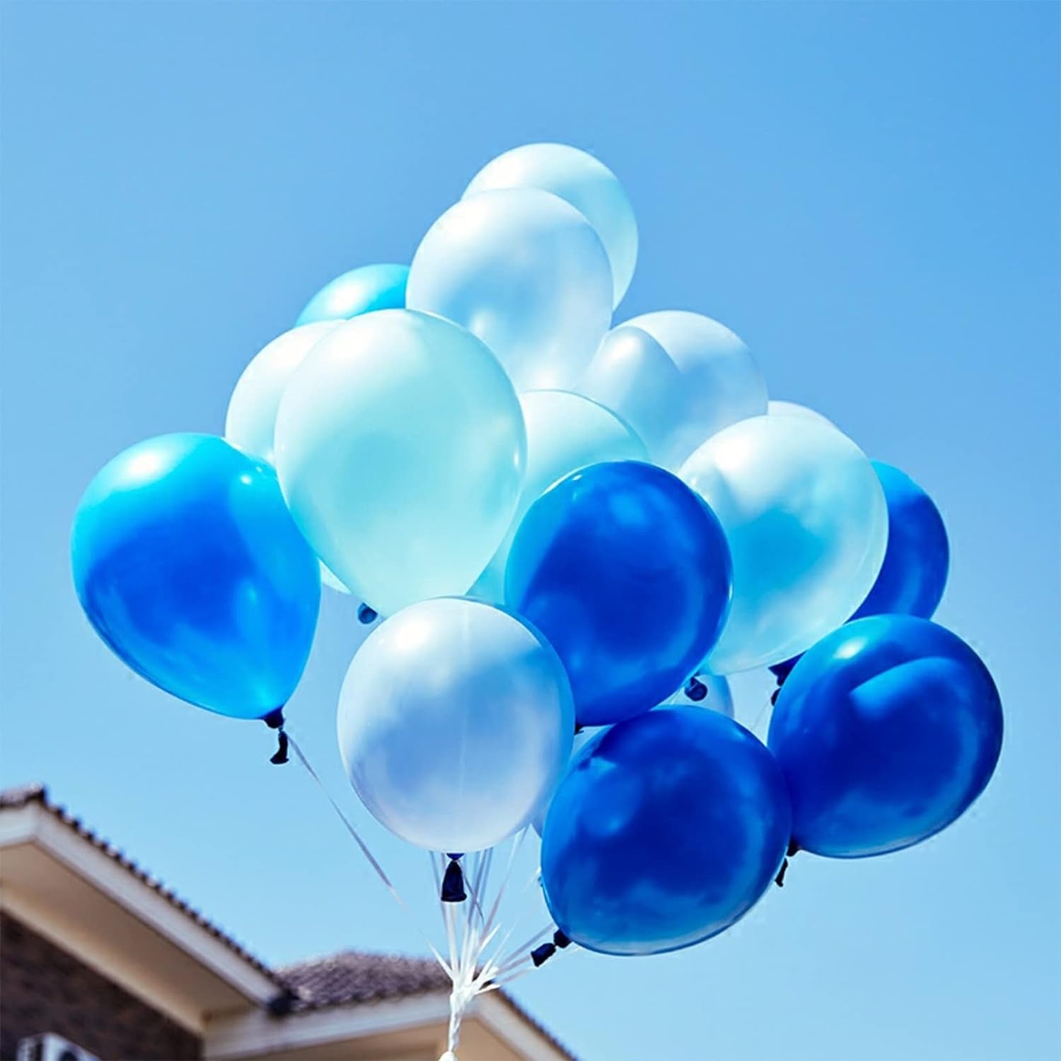 Blue Balloon Set, 60 Packs 12 Inches Metallic Chrome Blue Balloons Pearl Blue Balloons Macaron Baby Blue Balloons Light Blue Balloons for Bridal Shower, Wedding, Baby Shower, Birthday Party,