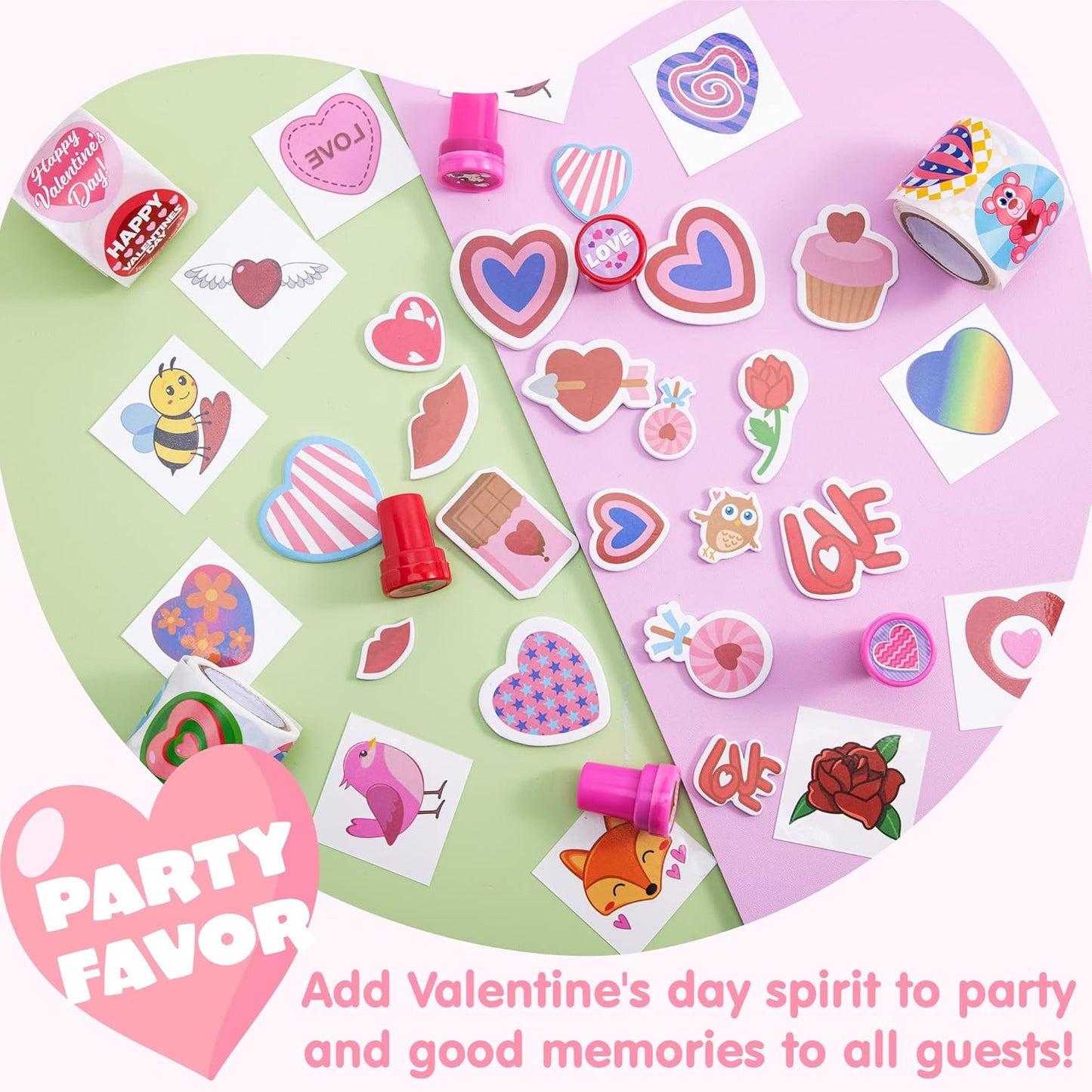 700+ Pcs Valentines Day Party Favor Supplies Craft Set, Foam Stickers for Kid, Tattoos, Stampers & Stickers for Decorations, Photo Props, School Classroom Holiday Exchange Game Prizes, Art Craft