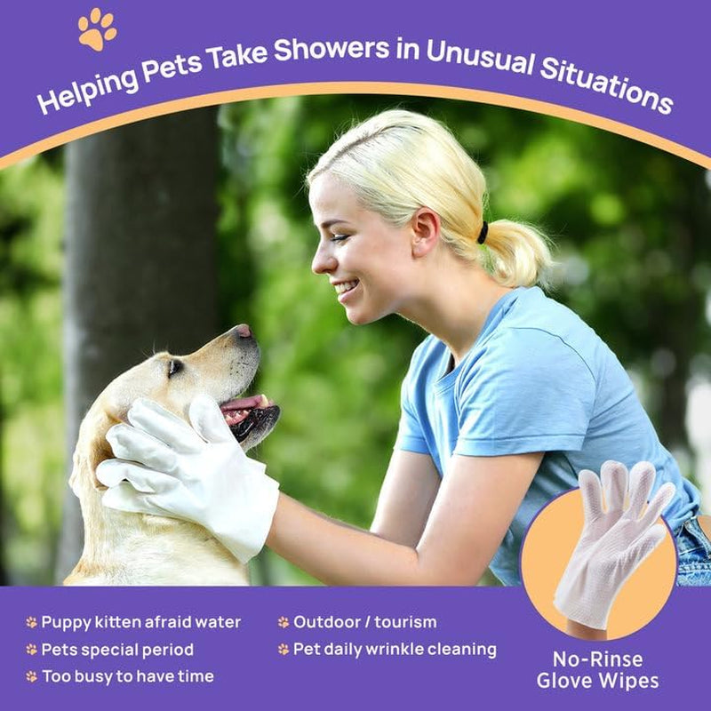 Cleaning & Deodorizing Bathing Wipes for Dogs and Cats, Nourish Fur Coconut Oil Grooming Wipes for Dog/Cat, Pet Bathing Gloves Wipes for Daily Care and Traveling, Hypoallergenic