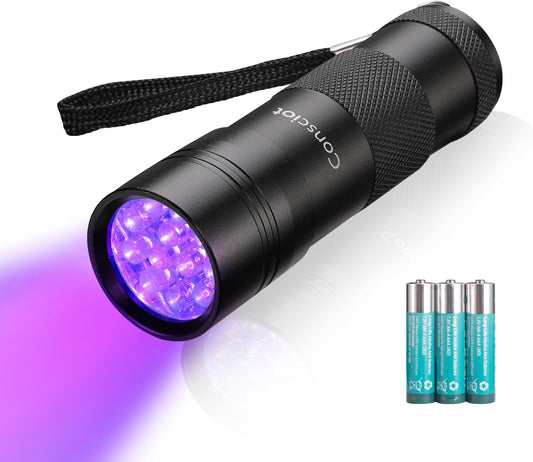 UV Flashlight Black Light,  12 LED 395Nm Ultraviolet Blacklight, Portable Mini Torch Light Pet Urine Detector for Dog/Cat Urine, Dry Stains, Bed Bug, Matching with Pet Odor Eliminator