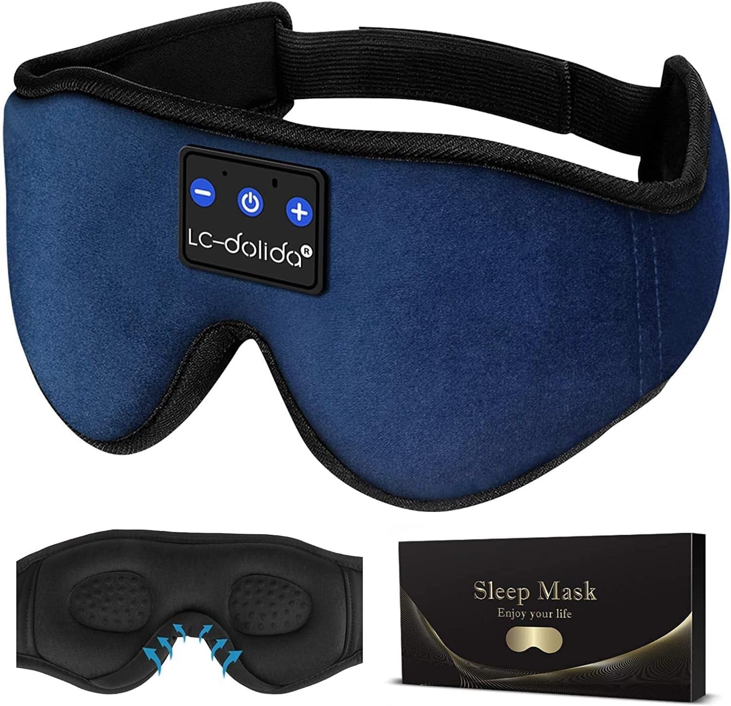 Sleep Headphones, Sleep Mask Bluetooth Wireless Music Eye Mask, Sleeping Headphones for Side Sleepers Sleep Mask with Bluetooth Headphones Ultra-Thin Stereo Speakers Perfect for Sleeping