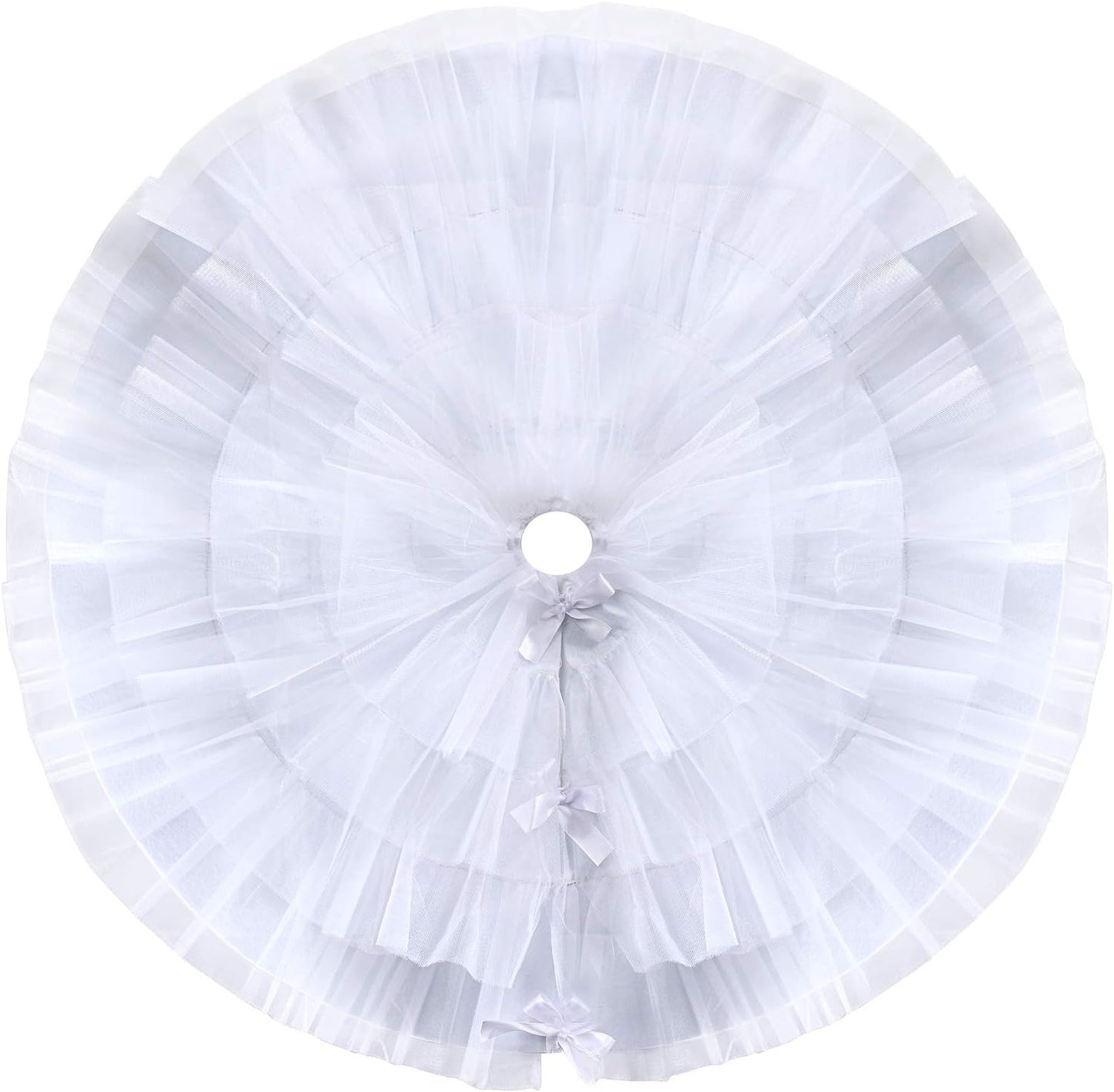 Valentine'S Day Tree Skirt Ruffle Tree Skirt 4 Layer round Skirt for Christmas Holiday Decoration(40 Inches,White)