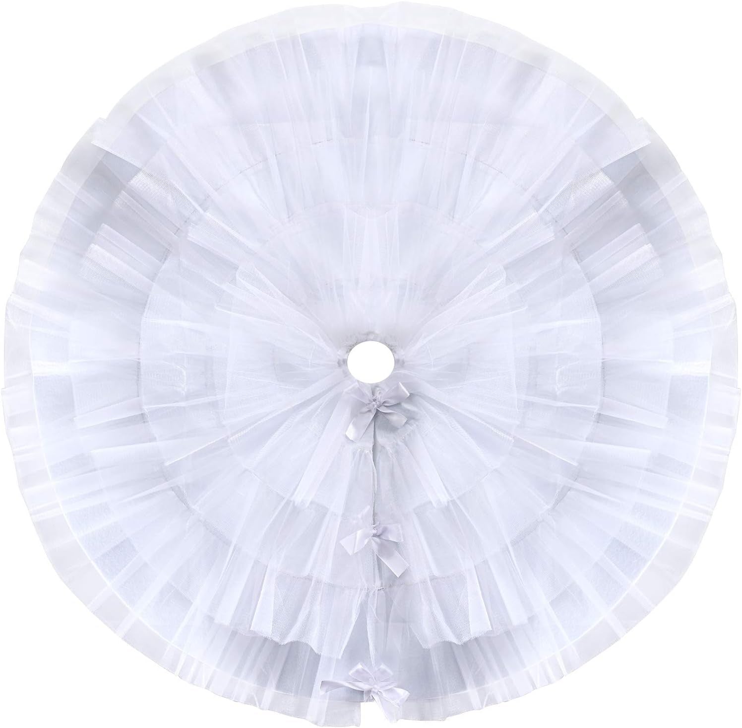 Valentine'S Day Tree Skirt Ruffle Tree Skirt 4 Layer round Skirt for Christmas Holiday Decoration(40 Inches,White)