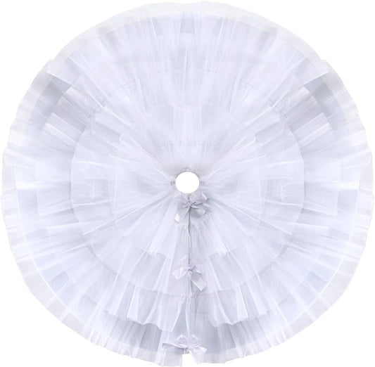 Valentine'S Day Tree Skirt Ruffle Tree Skirt 4 Layer round Skirt for Christmas Holiday Decoration(40 Inches,White)