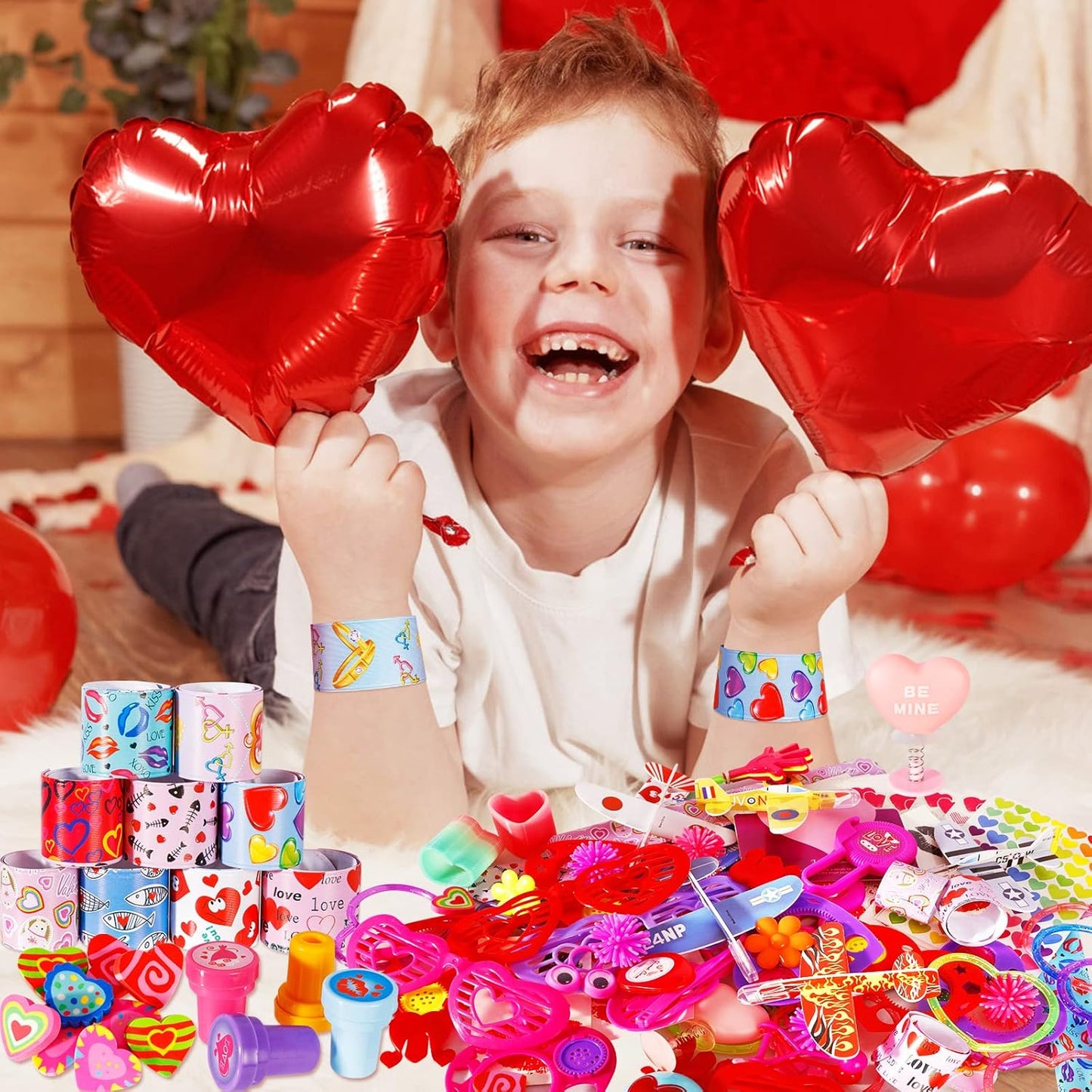 156 Pcs Valentine Day Gifts for Kids Assortment Toys for School Classmates Exchange Party Supplies Favors Valentines Cards Stamper Stickers Boys Girls Classroom Prizes Rewards Party Favors