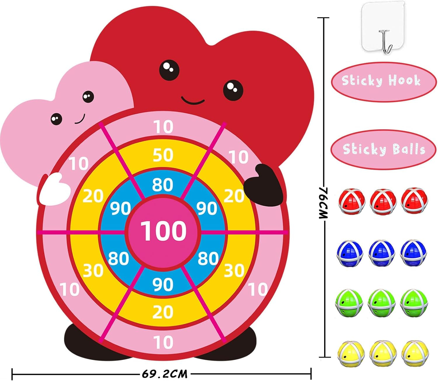 Valentines Day Gifts for Kids - 30” Large Dartboard Game - Valentine Gift Toys Exchange for Boys Girls Toddlers Classroom School Party Favor Supplies Decorations