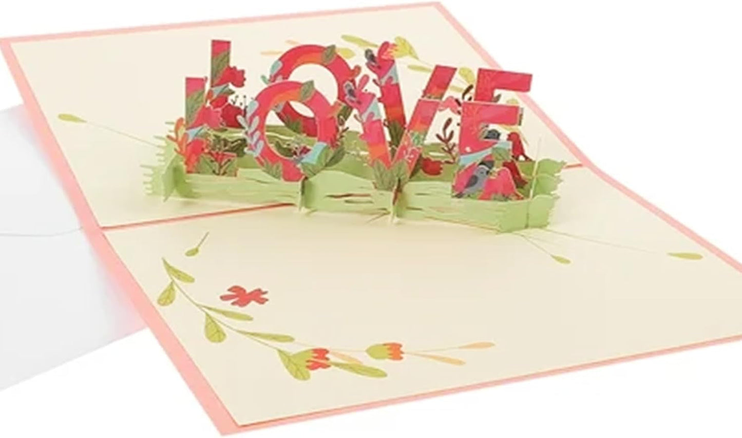 Pop-Up Love Card Pink10.2 X 7" (Folded 5.1" X 7") Love Greeting Card 3D Pop-Up Cards for Valentine'S Day, Anniversary, Mother'S Day, Happy Birthday