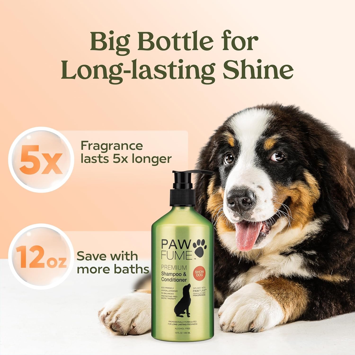 Pawfume Dog Shampoo and Conditioner – Hypoallergenic Dog Shampoo for Smelly Dogs – Best Dog Shampoos & Conditioners – Probiotic Pet Shampoo for Dogs – Best Dog Shampoo for Puppies (Show Dog)