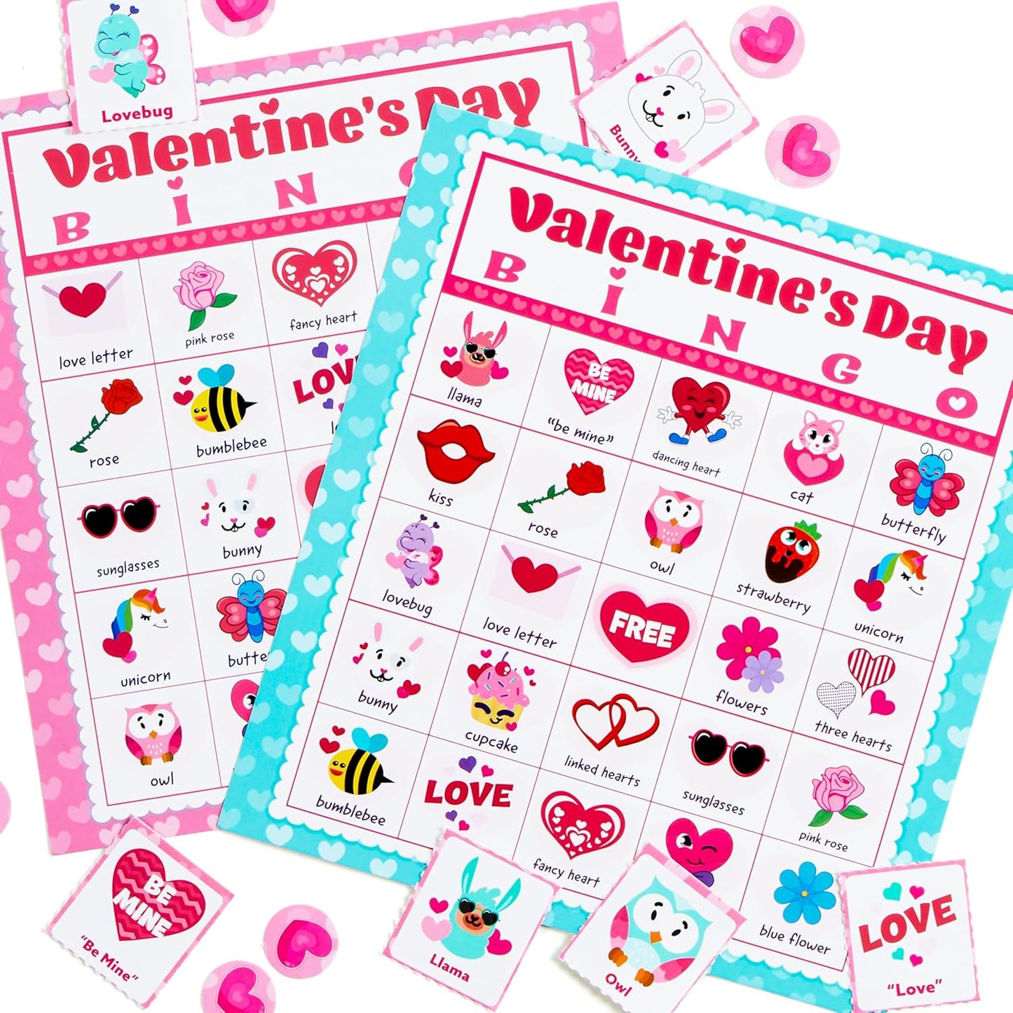 36 Players Valentines Day Bingo Cards (5X5) for Kids School Classroom Exchange Gift Rewards, Fun Party Games, Indoor Family Activities