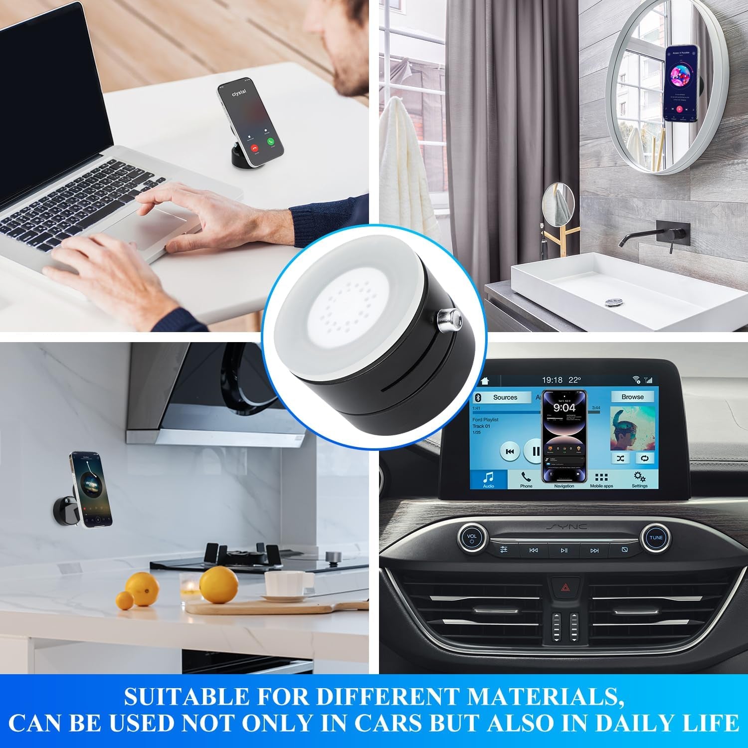 Vacuum Magnetic Suction Phone Holder, 2025 New Magnetic Suction Phone Mount, Foldable and Retractable Double-Sided Magnetic Phone Holder, Folding Swivel Stand, for Car/Mirror/Gym(Black)