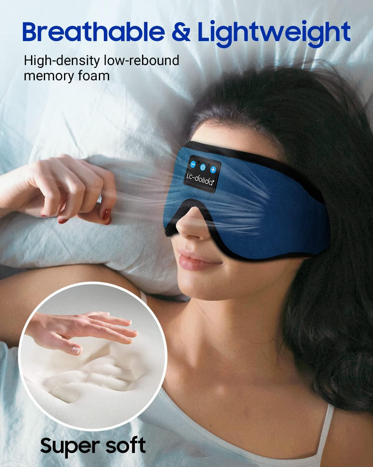 Sleep Headphones, Sleep Mask Bluetooth Wireless Music Eye Mask, Sleeping Headphones for Side Sleepers Sleep Mask with Bluetooth Headphones Ultra-Thin Stereo Speakers Perfect for Sleeping