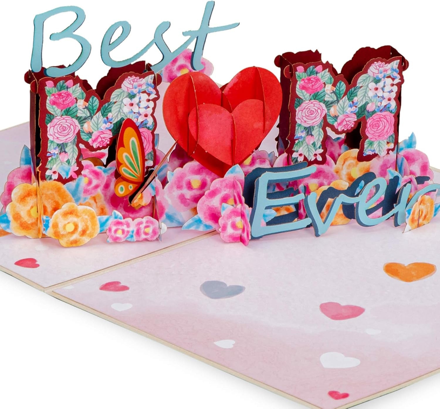 3D Pop up Mothers Day Card, Best Mom Ever, for Mom, Wife - 5" X 7" Cover - Includes Envelope and Note Tag