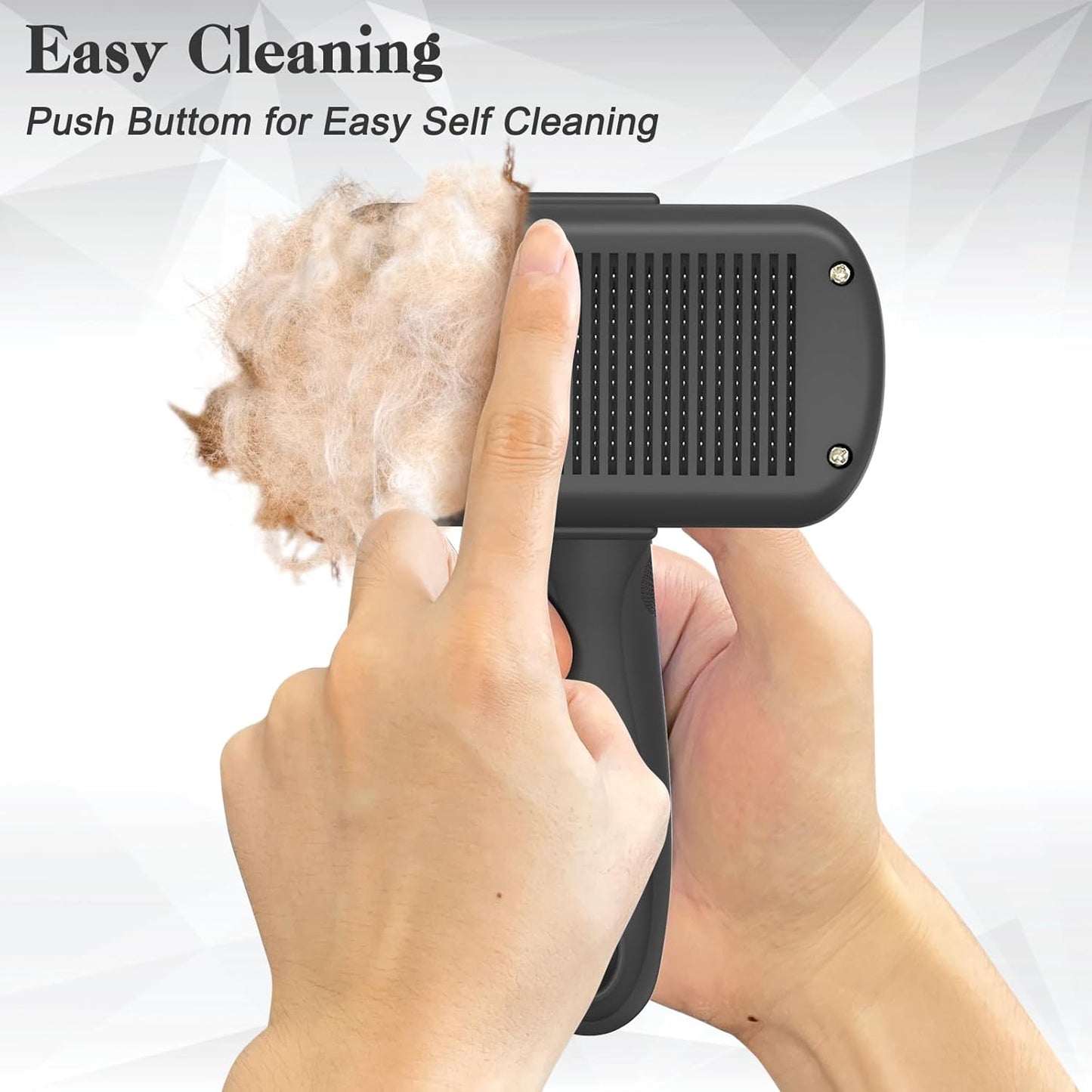 Self Cleaning Shedding Brush - Skin Friendly Grooming Tool for Dogs, Cats, and Puppies, Deshedding and Hair Removal for Long and Short Haired Pets, Black