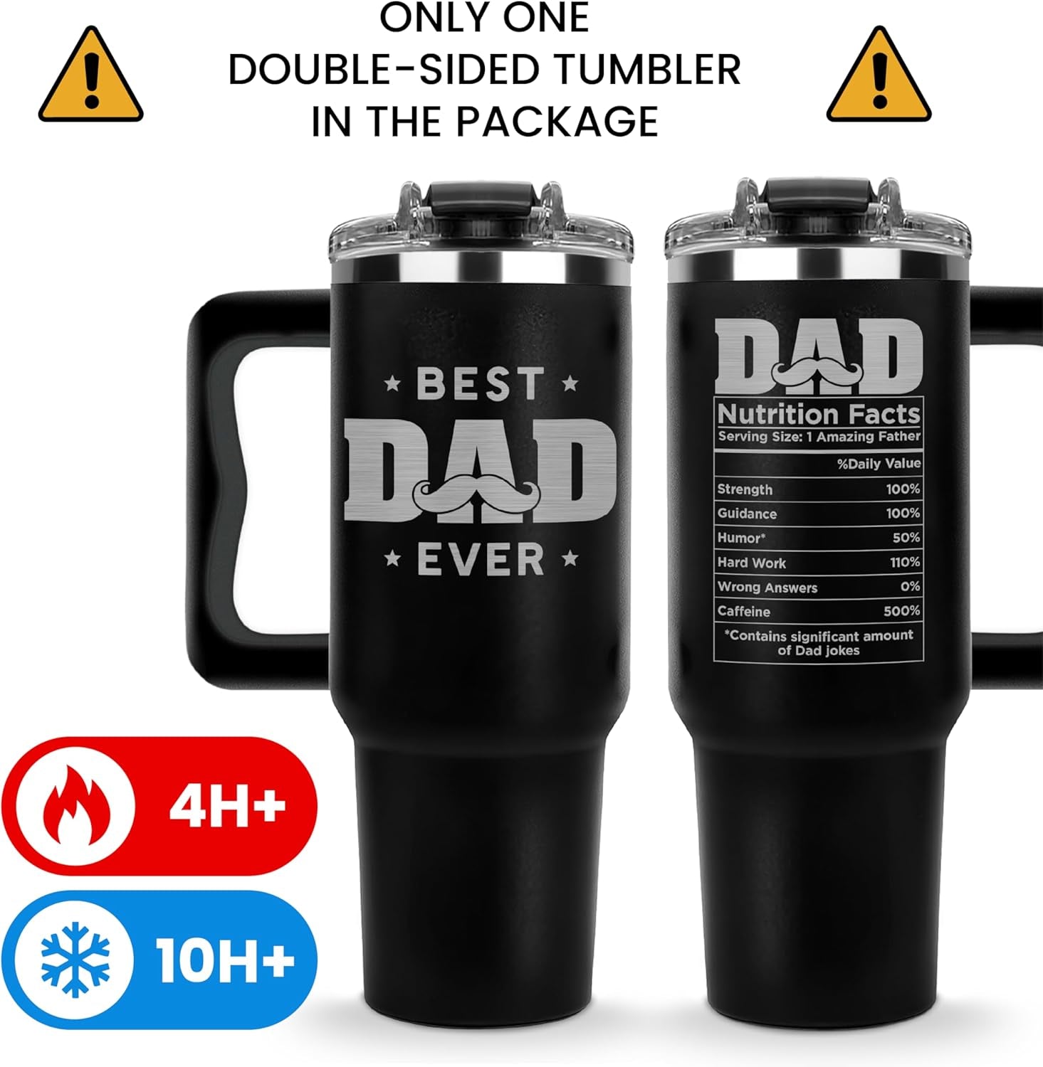 Valentine Gifts for Dad - Best Dad Ever Tumbler - Fathers Day Travel Coffee Cup, Happy Birthday Present for Men, New Dad Tumblers, Father to Be Ideas, Mens Gifts from Wife, Son, Daughter