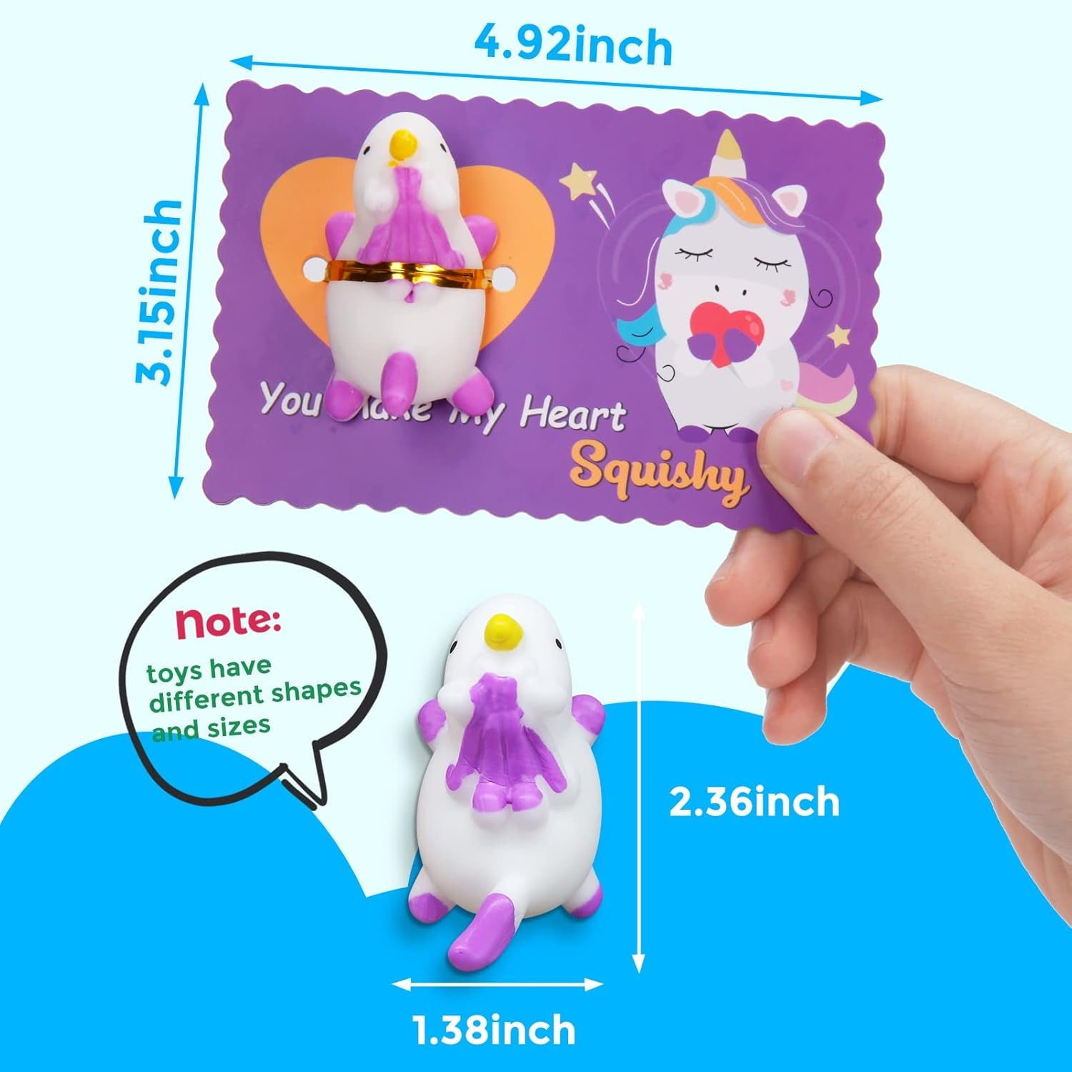 30 Packs Valentine'S Day Cards with Mochi Squishy Toys, Mini Kawaii Stress Relief Squishy Toys Sets for Kids, Valentine'S Day School Classroom Prizes, Valentine Exchange Gift