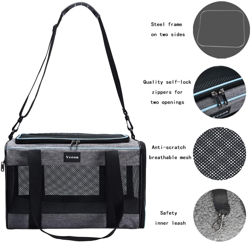 17.5X11X11 Inches Cat, Dog Carrier for Pets up to 16 Lbs, Soft-Sided Cat Bag Animal Carriers Travel Puppy Carry as a Toy of Fabric Pet Home