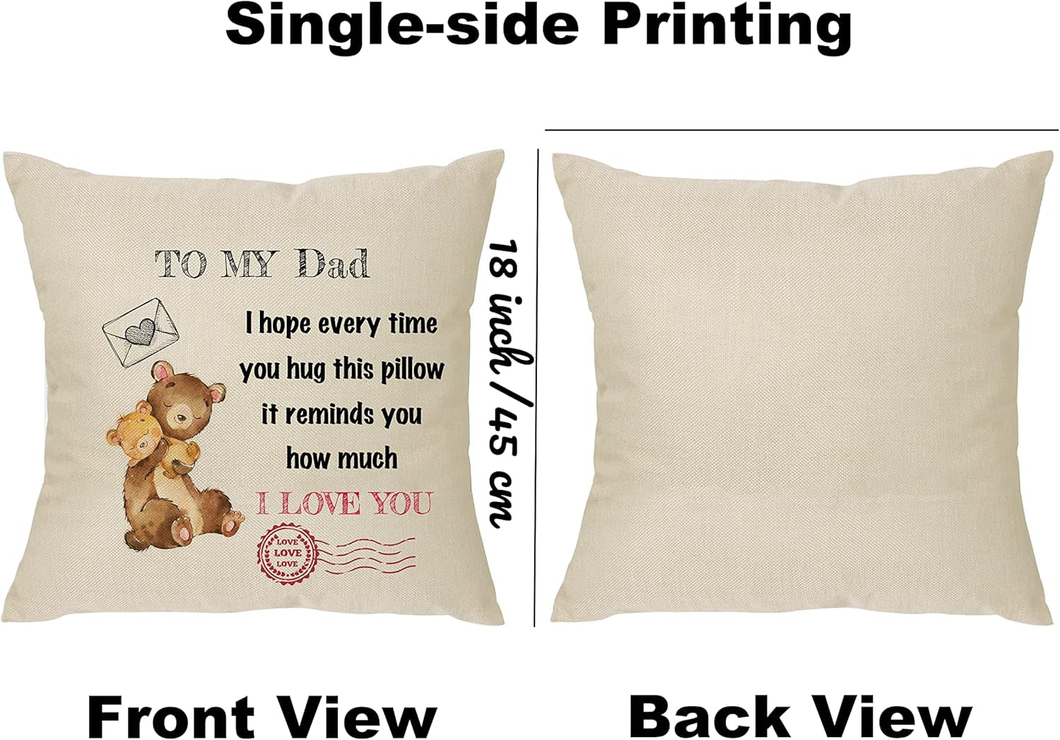 Dad Gift from Daughter Son,Memorable Cushion Cover Pillowcase Gift for Men Dad Papa Daddy Father Stepdad Birthday Christmas Father'S Day Party Throw Pillow Cover Home Decoration (Dad)