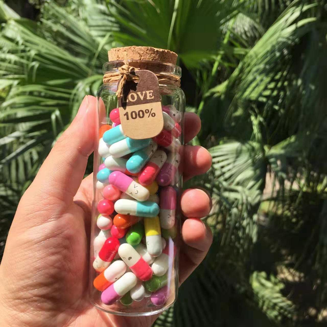 Cute Capsules in a Glass Bottle Lovely Notes Couples Gifts for Him Her Boyfriend Girlfriend Mom Birthday Anniversary Valentines Mothers Day Gifts (Mixed Color 90Pcs)