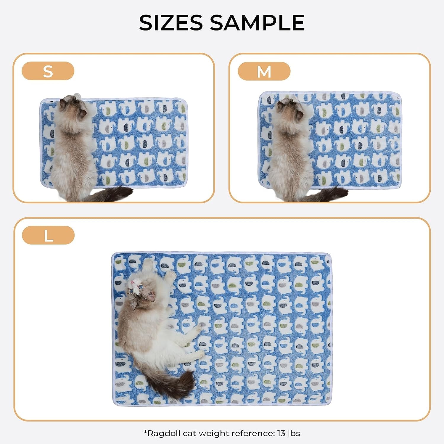 1 Pack 3 Blankets Super Soft Fluffy Premium Cute Elephant Pattern Pet Blanket Flannel Throw for Dog Puppy Cat Blue/Pink/Yellow Small(23X16 Inch)