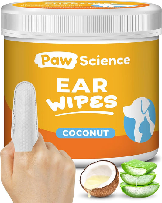 Dog Ear Cleaner Wipes – Finger Wipes for Dogs – Cleaning, Soothing, and Deodorizing Itchy Ears – Pet Ear Relief Solution