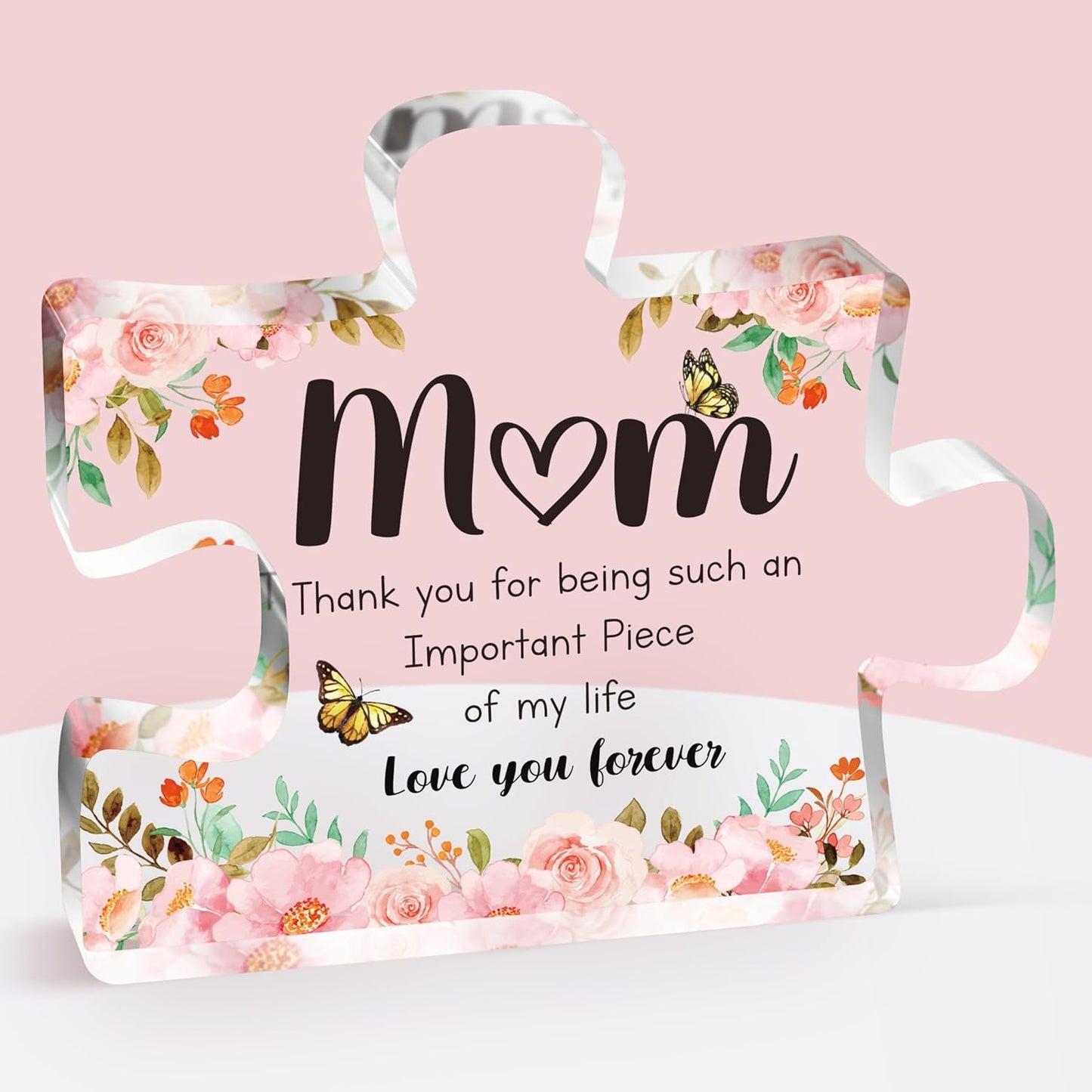 Gifts for Mom - Delicate Mom Birthday Gifts from Daughter Son - Engraved Acrylic Block Puzzle Piece 3.9 X 3.3 Inch - Mothers Day Christmas Birthday Gifts for Mom, Ideas