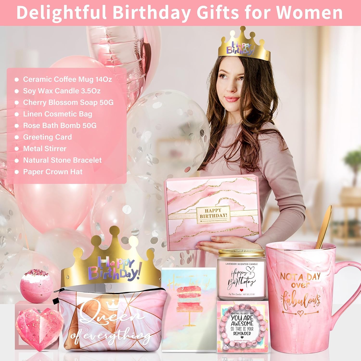 Not a Day over Fabulous Mug Gifts Set- Birthday Gifts for Women - Funny Birthday Gift Ideas for Her,Friends, Coworkers, Her, Wife, Mom, Daughter, Sister, Aunt Ceramic Marble Mug 14 Oz