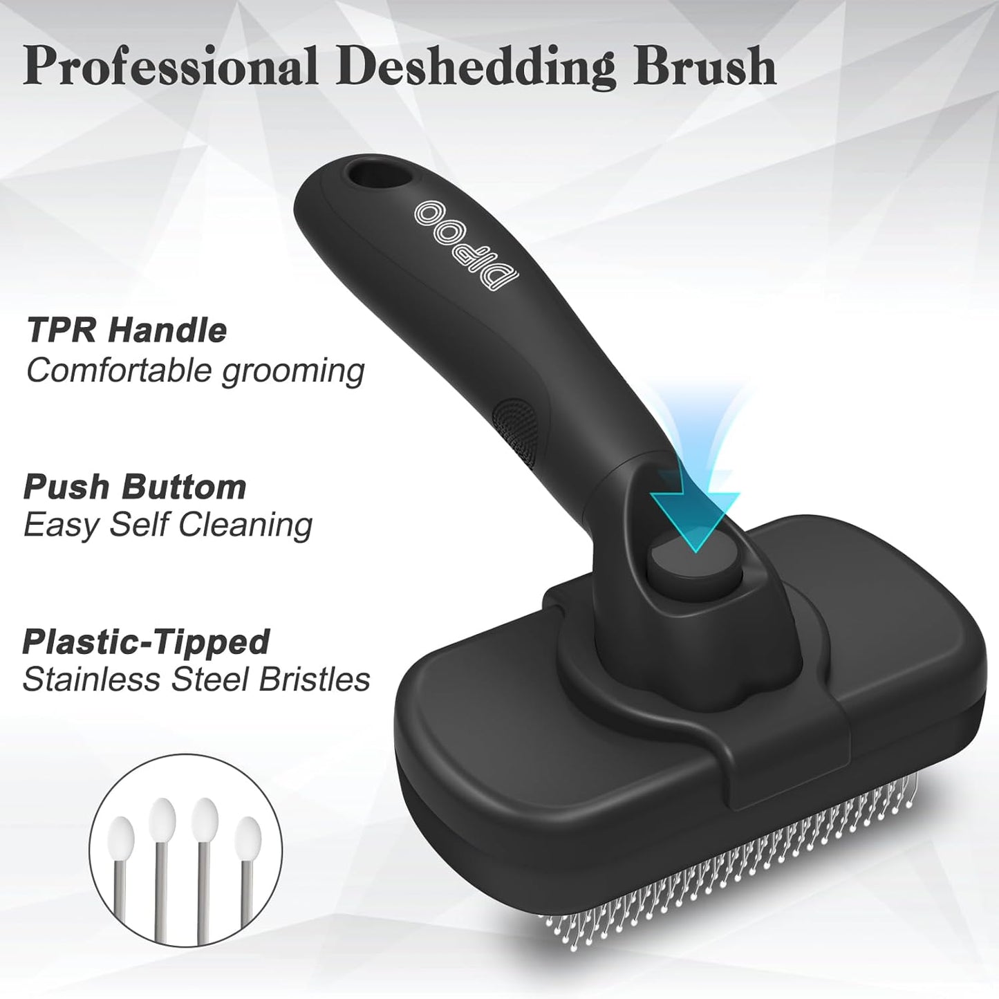 Self Cleaning Shedding Brush - Skin Friendly Grooming Tool for Dogs, Cats, and Puppies, Deshedding and Hair Removal for Long and Short Haired Pets, Black