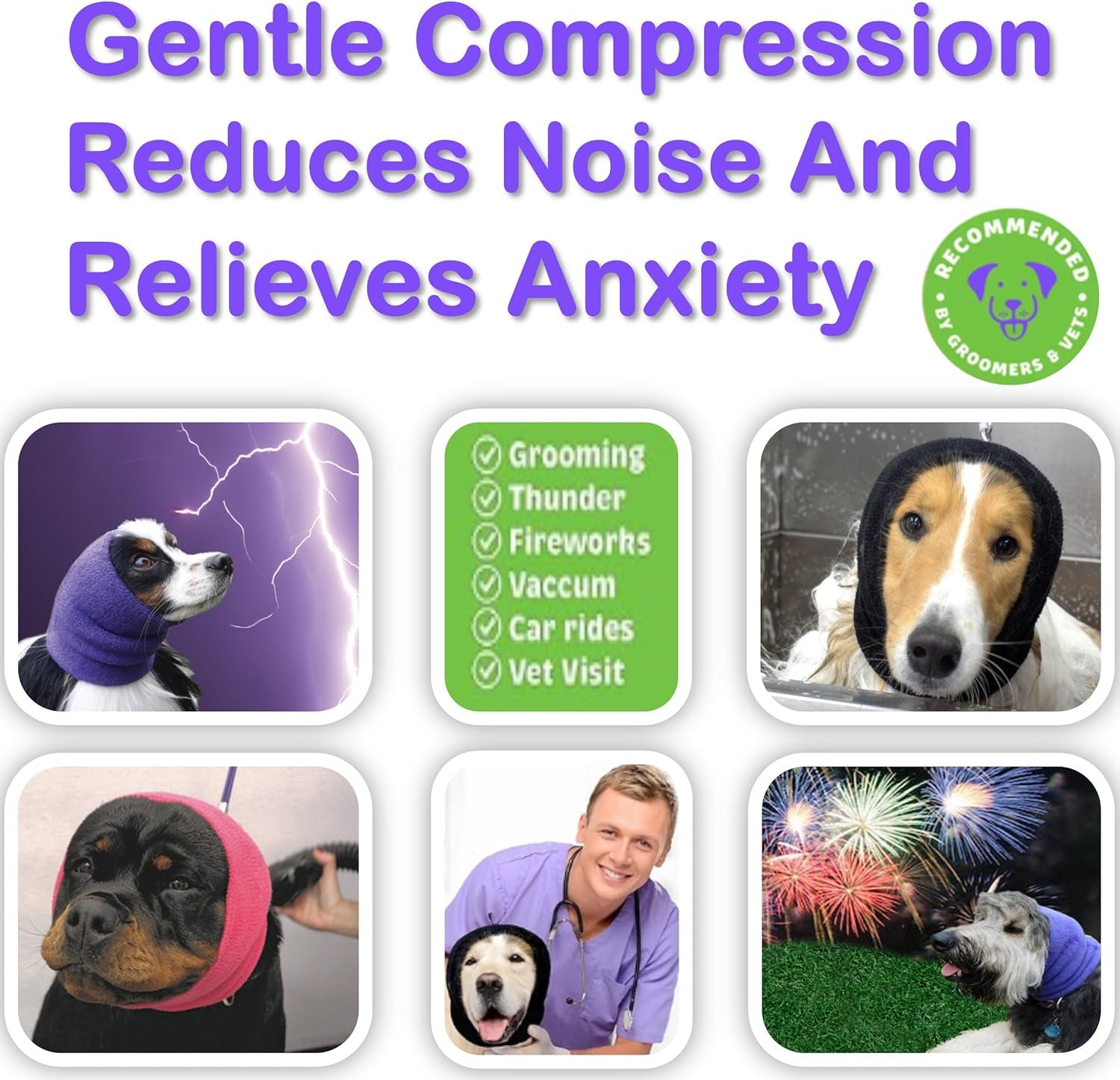 Happy Hoodie the Original Calming Band for Dogs & Cats - for Anxiety Relief & Calming Dogs – Noise Canceling for Dogs - the Force Drying & Grooming Miracle Tool since 2008 (Large, Black)