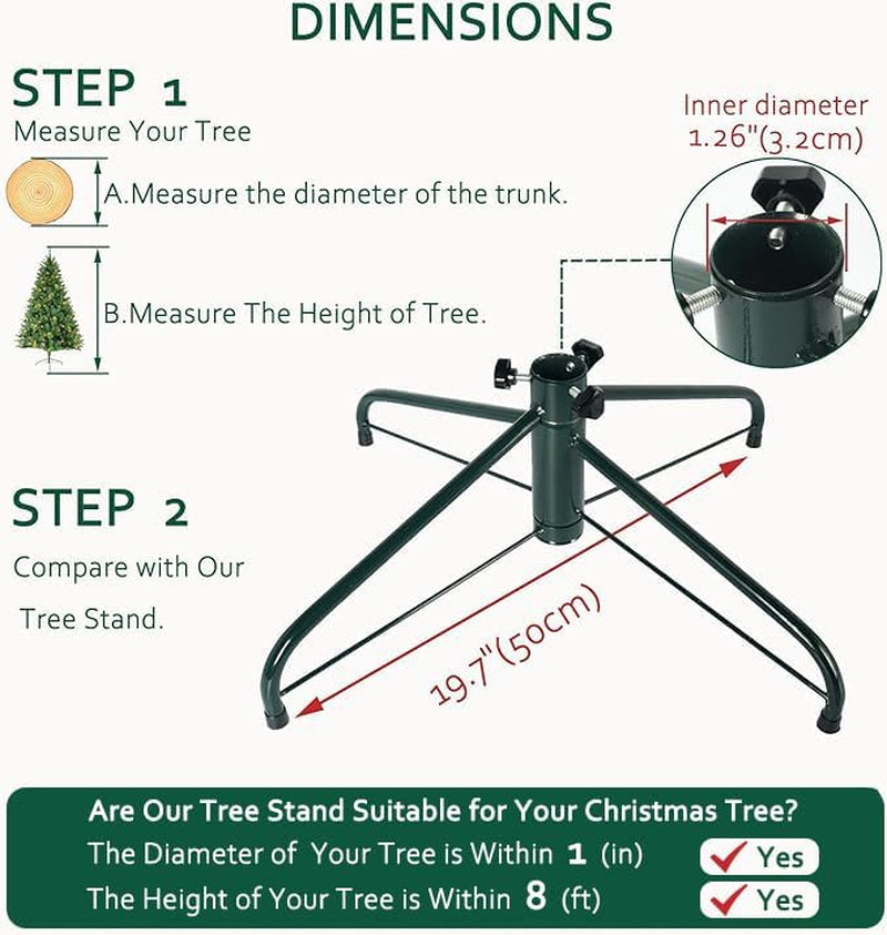 Christmas Tree Stand 19.7 Inches Iron Metal Bracket Rubber Pad with Thumb Screw (50Cm)