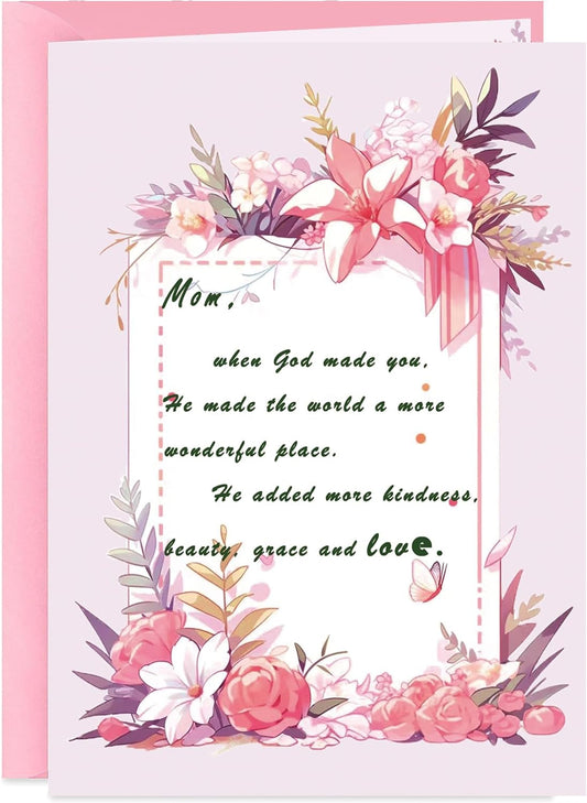 Mother'S Day Greeting Cards for Mom from Daughter Son,Woman Birthday Gift Pink Card,Mother'S Day Gifts Cards for Wife from Husband Blessing Cards with Envelope Sealing