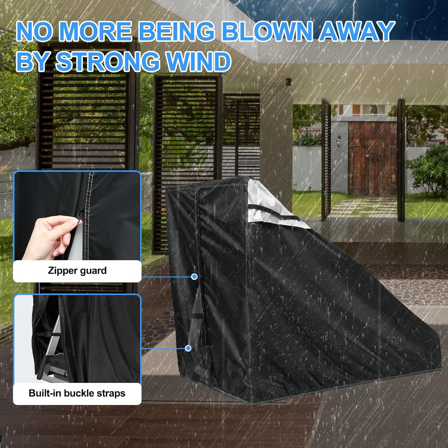 Treadmill Cover, Waterproof Dustproof Running Machine Cover with Zipper, Workout Equipment Treadmill Cover with Built-In Windproof Buckle, Ideal for Home Gym Indoor Outdoor