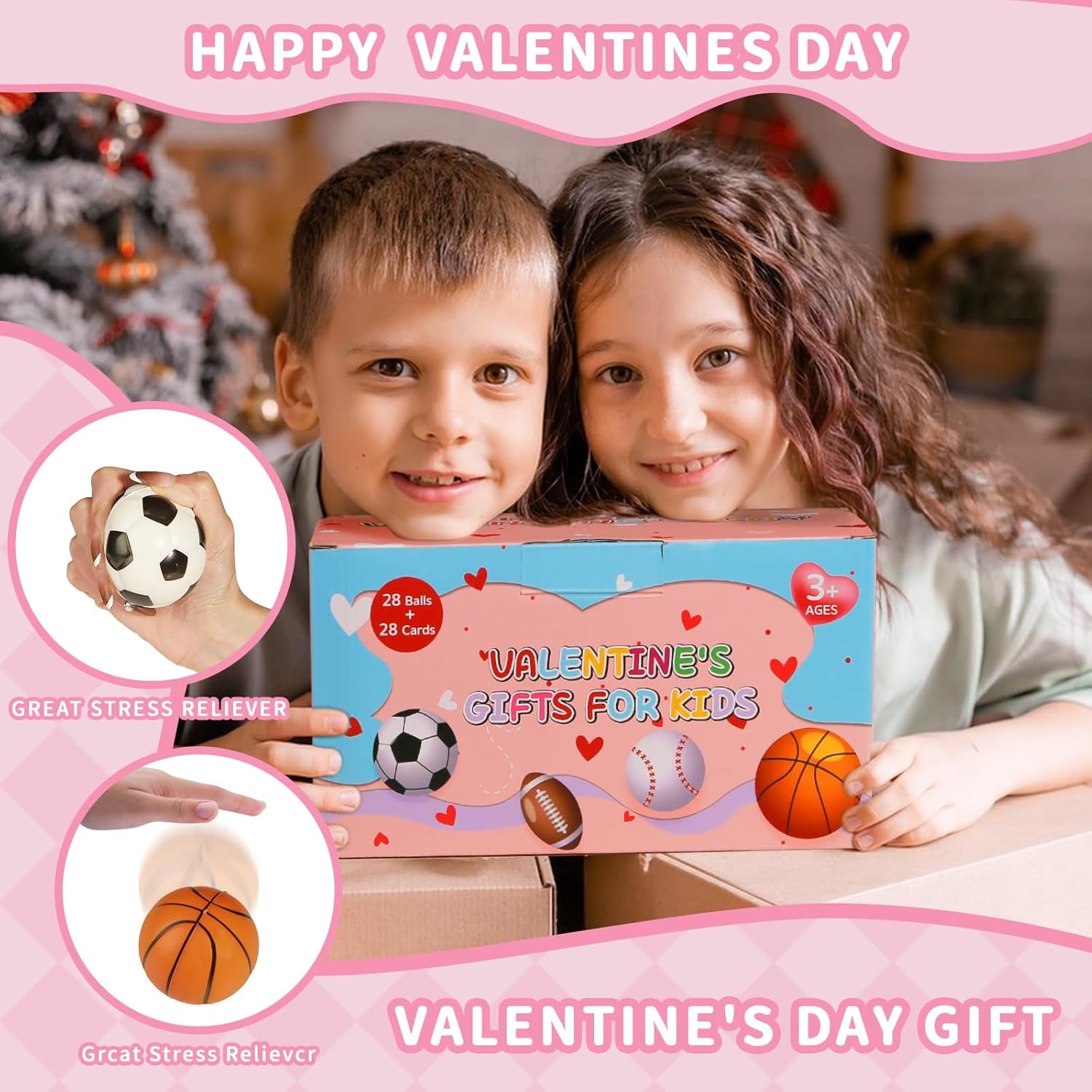 Valentines Day Gifts for Kids Classroom Valentines Day Cards for Kids School Class Boys Sports Stress Balls Kids Valentines Day Gifts for School Valentines Cards for Kids Classroom