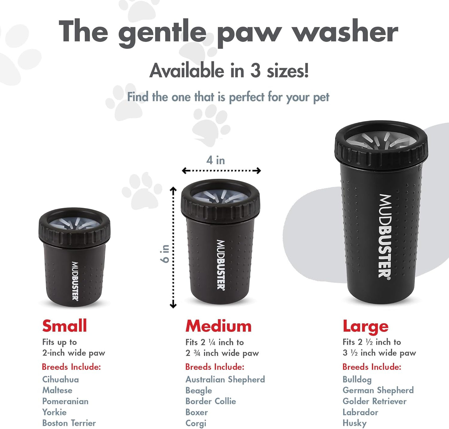 Medium Dog Paw Cleaner, Matte Black - Premium Quality Pet Supplies and Dog Accessories - Easy to Use and Clean Mudbuster for Dogs - Patented Product - BPA Free