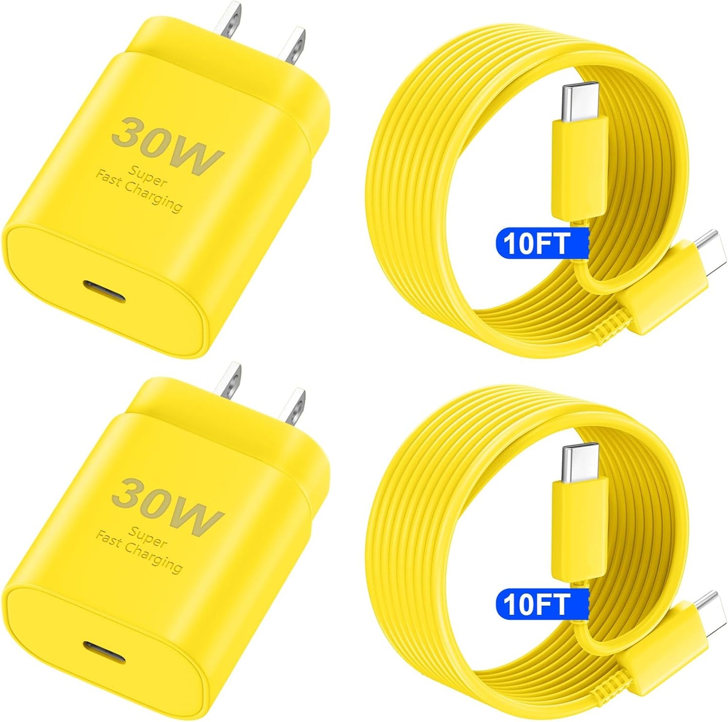 USB C Phone 16 15 Pro Max Charger Fast Charging Block, 30W USB C Charger with 10FT USB-C Fast Charging Long Cable Cord for Phone 16 Pro Max/16 Pro/16 Plus/16/15 Promax/15Pro/15Plus/15 Galaxy-Yellow