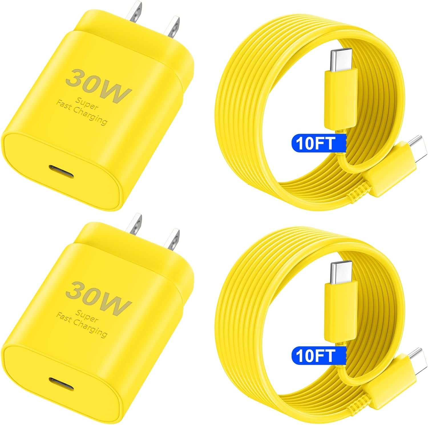 USB C Phone 16 15 Pro Max Charger Fast Charging Block, 30W USB C Charger with 10FT USB-C Fast Charging Long Cable Cord for Phone 16 Pro Max/16 Pro/16 Plus/16/15 Promax/15Pro/15Plus/15 Galaxy-Yellow