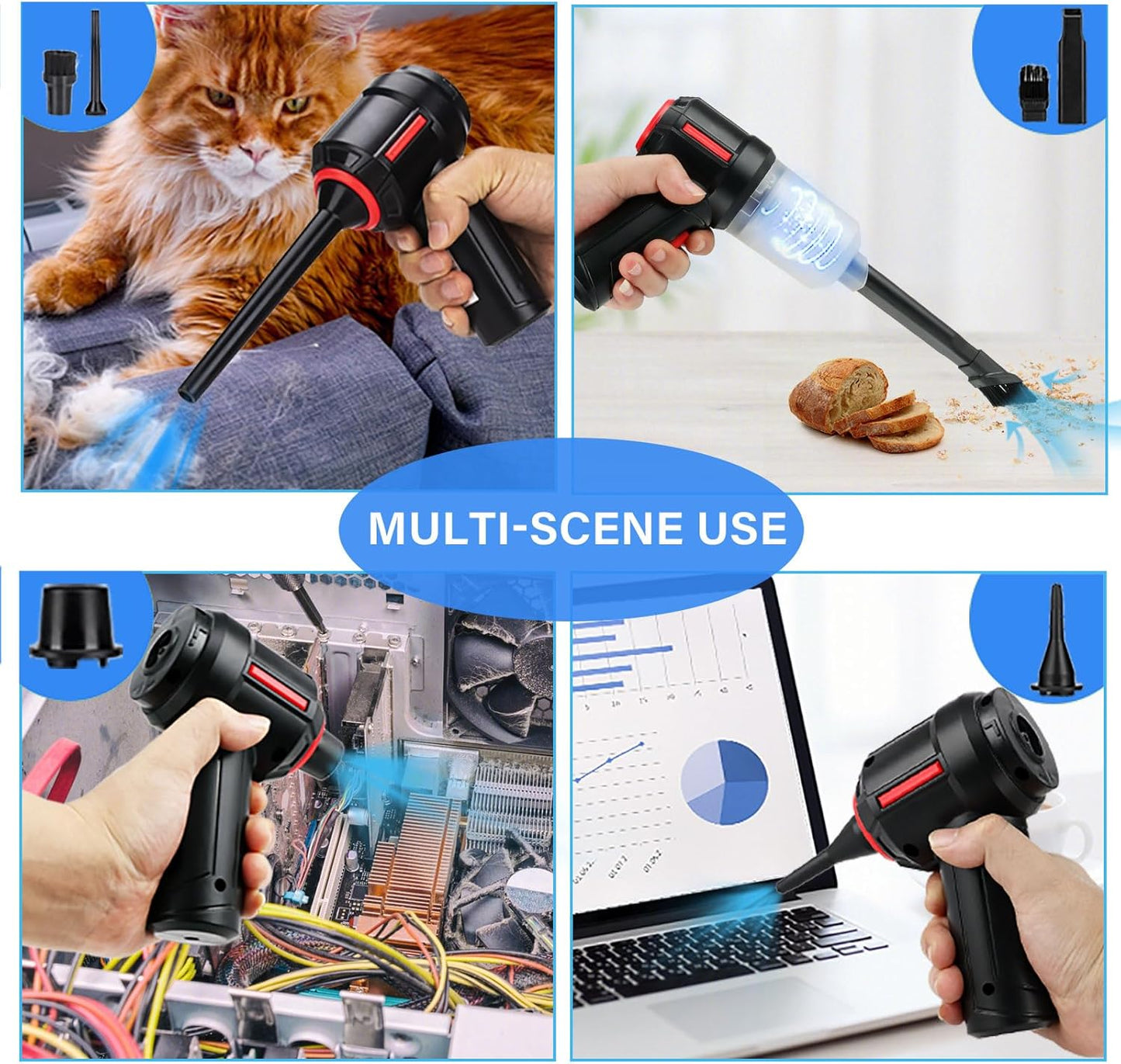 Air Duster - Computer Vacuum Cleaner - for Keyboard Cleaning- Cordless Canned Air- Powerful - Energy-Efficient(Air-01)