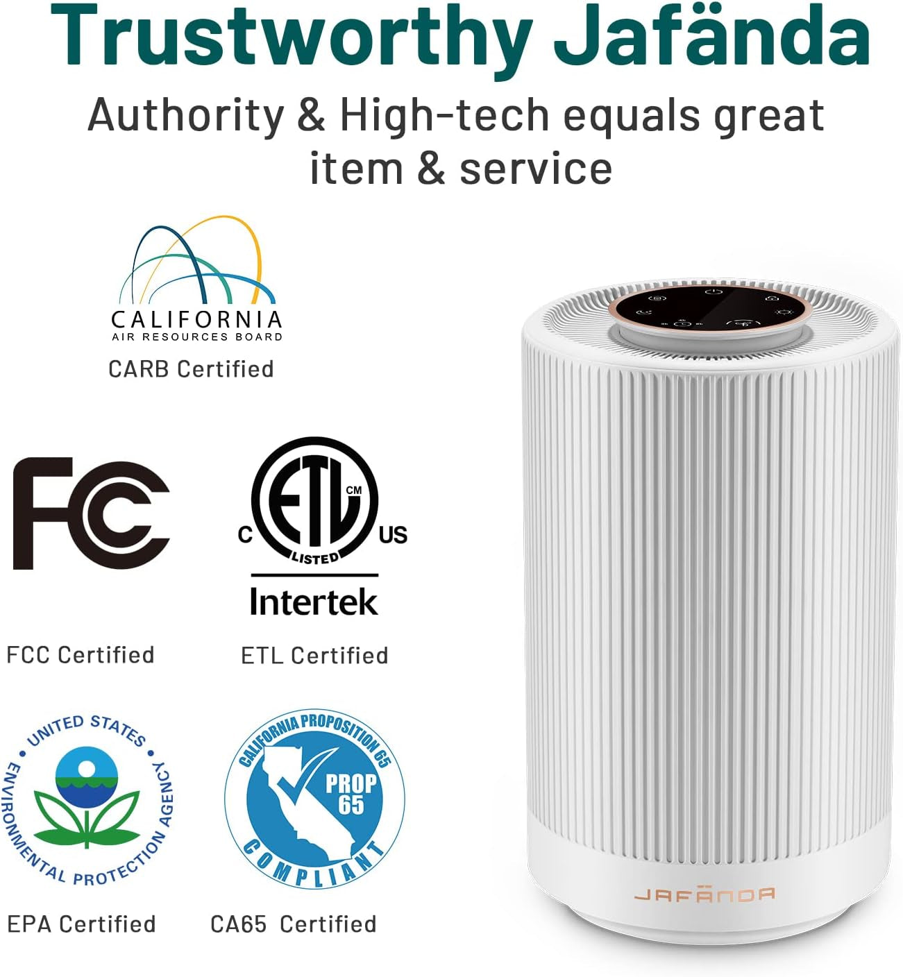 Jafanda Air Purifiers for Home Bedroom, True HEPA 13 Coverage 450 Sqft, 23 Db Air Cleaner with Brushless Motor, Effectively Remove Pollen Dust and Odor to Prevent Seasonal Air Diseases, Night Light