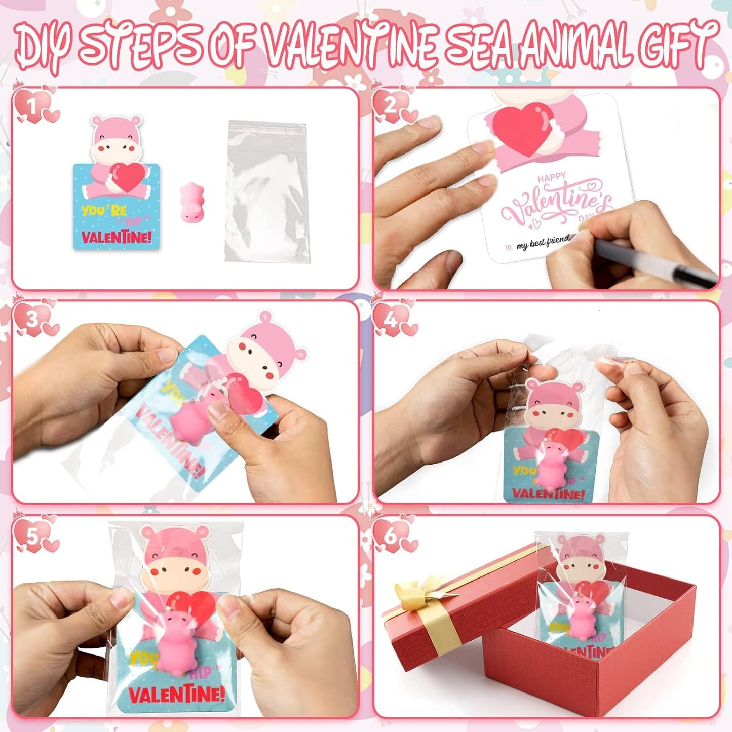 Valentines Day Gifts for Kids Class - 36 Pack Valentines Gift Cards with Squishies Animal Toys for School Class Exchange Gifts, Boys Girls Toddlers Valentines Gifts