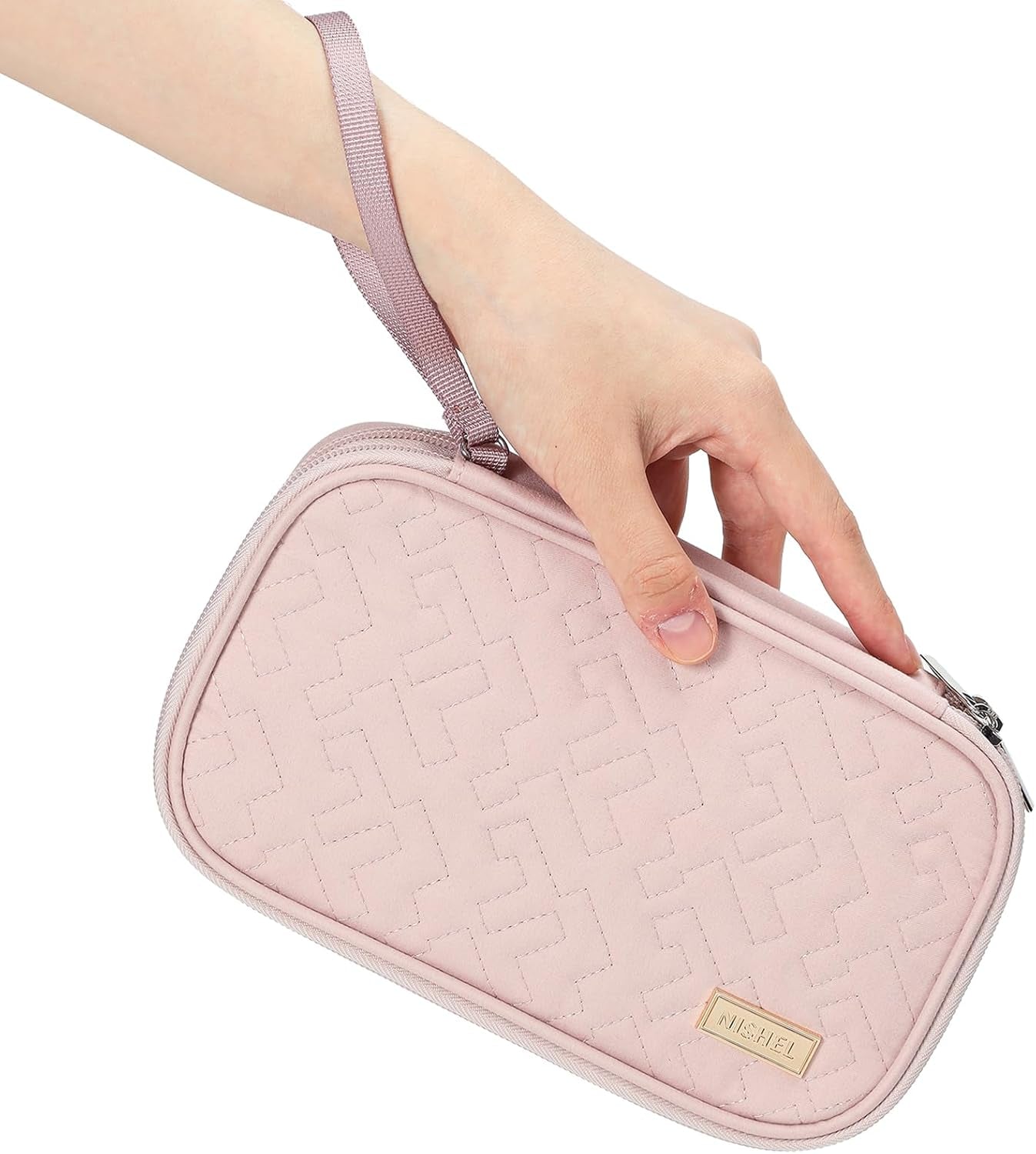 Travel Cord Organizer Case, Double Layers Tech Electronic Bag, Essentials for Charger, Cable, Phone, Flash Drive, Pink