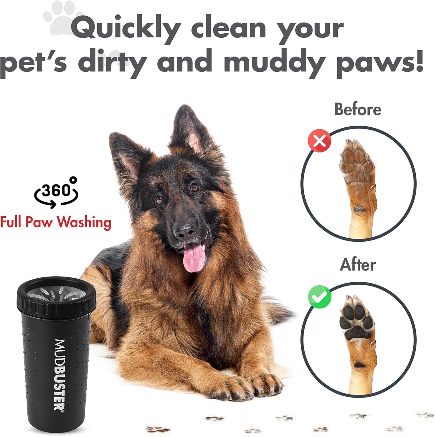 Medium Dog Paw Cleaner, Matte Black - Premium Quality Pet Supplies and Dog Accessories - Easy to Use and Clean Mudbuster for Dogs - Patented Product - BPA Free