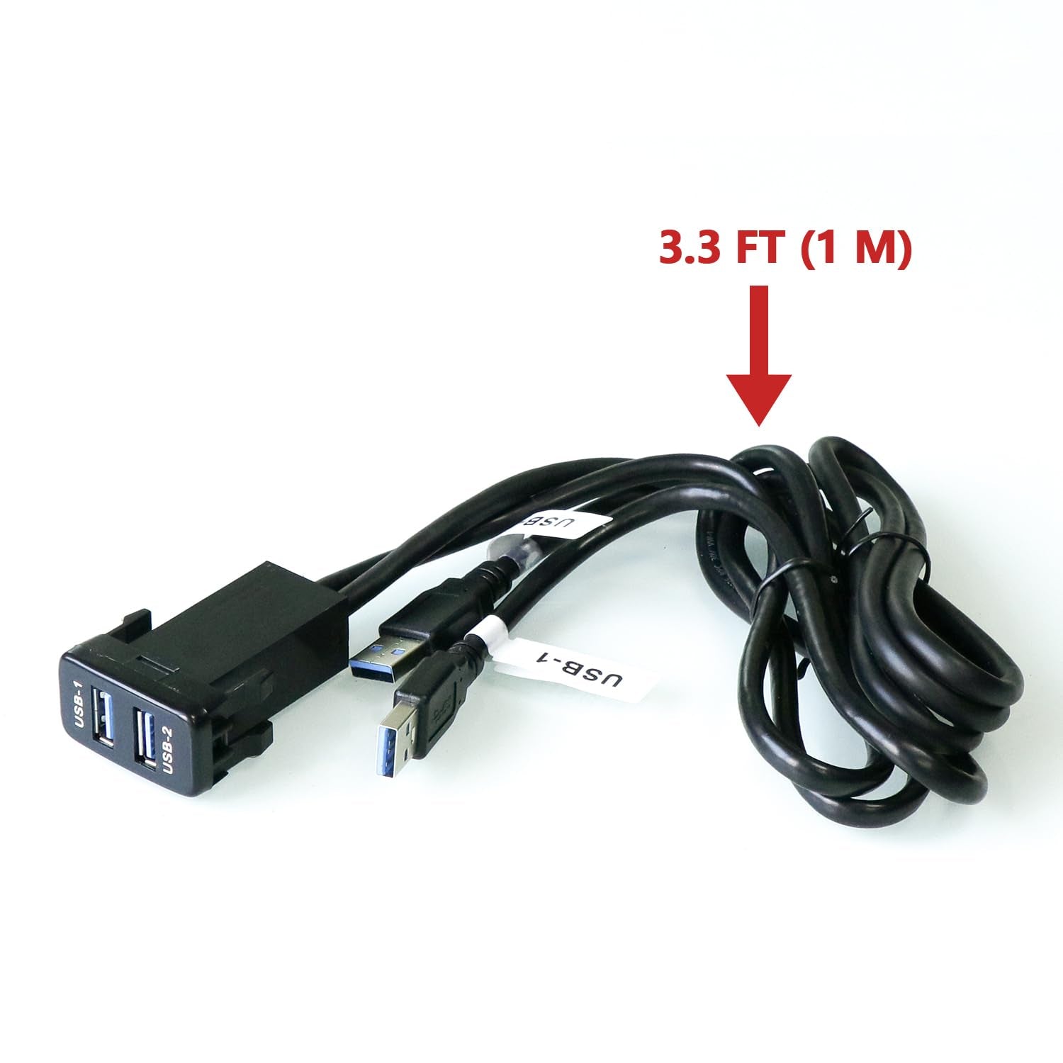 Dual USB 3.0 Car Dash Flush Mount Extension Cable Length 3.3FT 1M for Toyota (Type B)