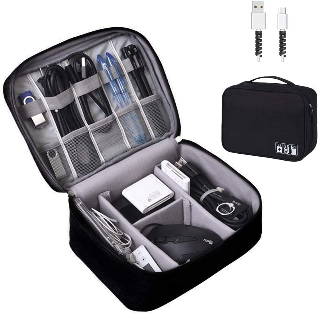 Electronics Organizer,  Electronic Accessories Bag Travel Cable Organizer Three-Layer for Ipad Mini, Kindle, Hard Drives, Cables, Chargers