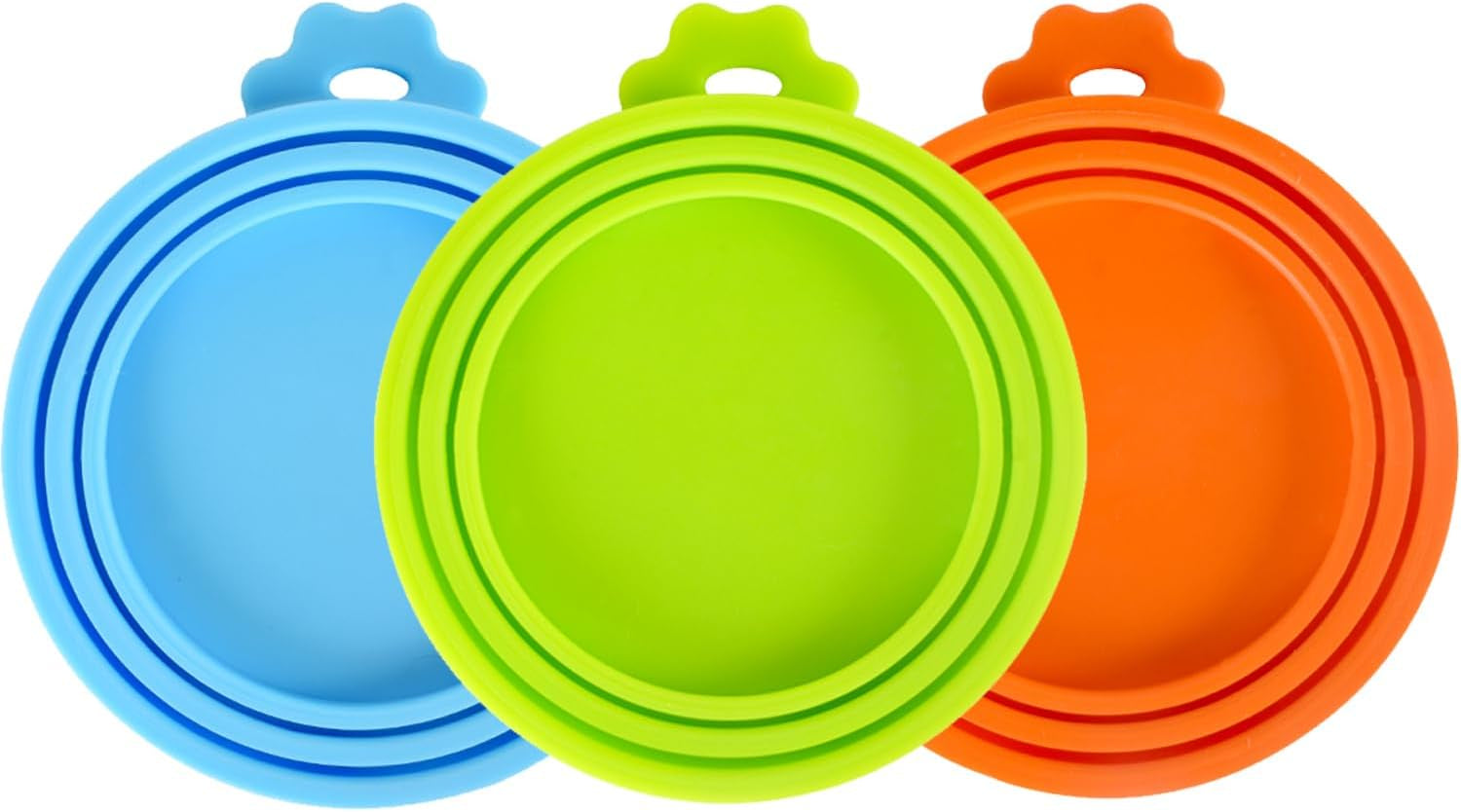 3 Pack Pet Food Can Covers Universal Can Lids Safe/Silicone Dog&Cat Food Can Lid Covers (Green+Blue+Orange)